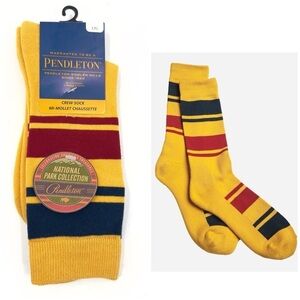 Pendleton Yellowstone National Park Striped Socks Size L Mens 9-12 Womens 10-13